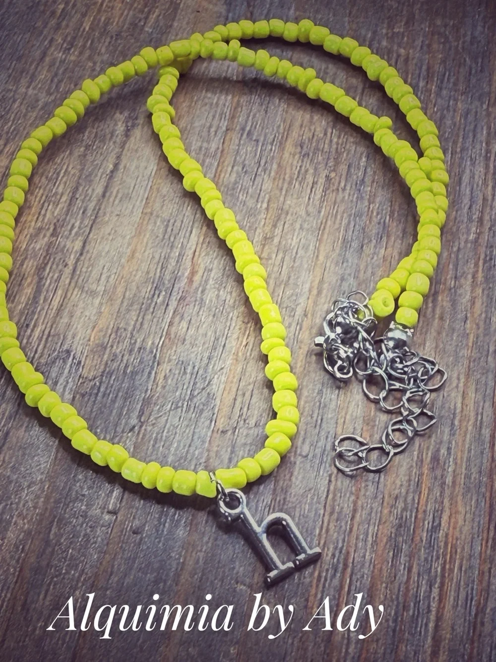 MONOGRAM +  Silver Necklace yellow beaded choker Y2K